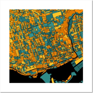 Toronto Map Pattern in Orange & Teal Posters and Art